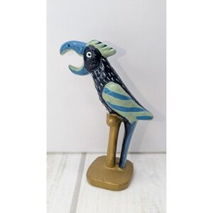Easy Tiger Parrot Bottle Opener Cast Iron Tropical Bird Bar Decor Blue Green